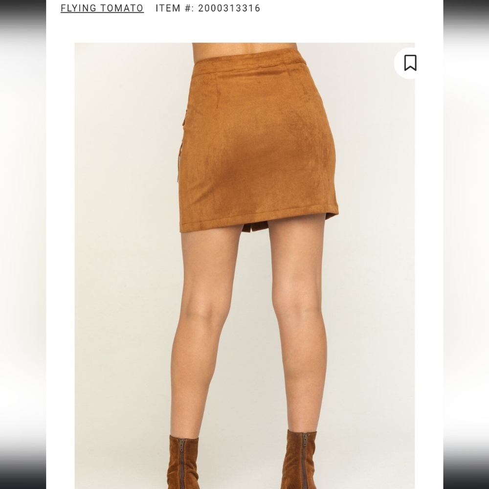 Flying Tomato Brown Fringe Mini Skirt Size M - Picture 2 of 6